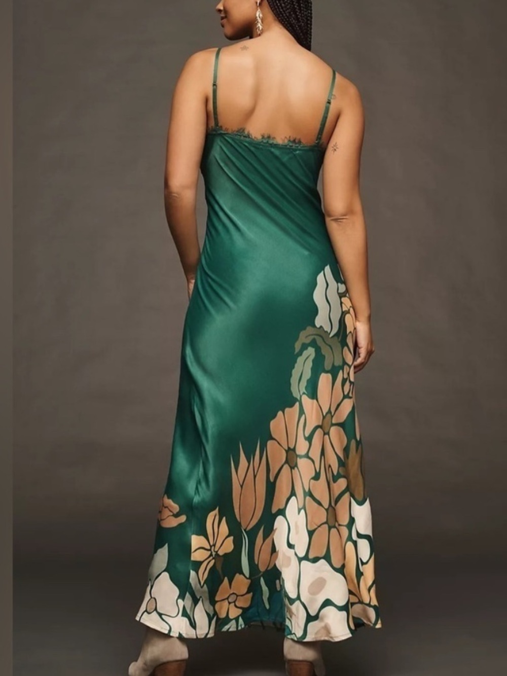Emerald Green Floral Slip Maxi Dress - Picture 3 of 6